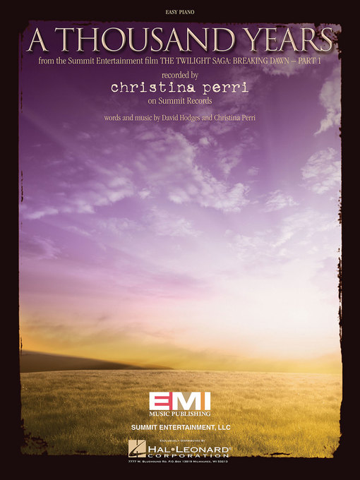 Cover image for A Thousand Years Sheet Music